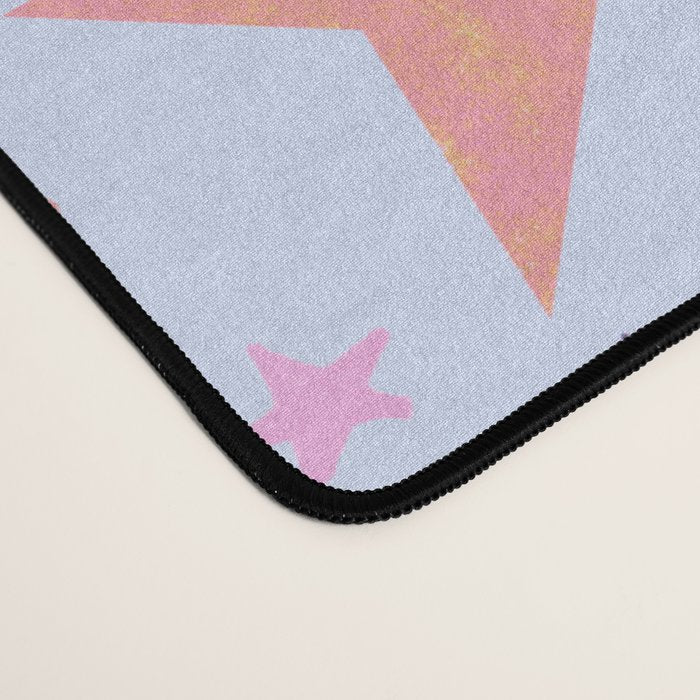 Happy Smiley Face & Retro Rainbows in Periwinkle & Pink Desk Mat Gallery Image 4