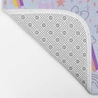 Happy Smiley Face & Retro Rainbows in Periwinkle & Pink Bath Mat Gallery Image 2