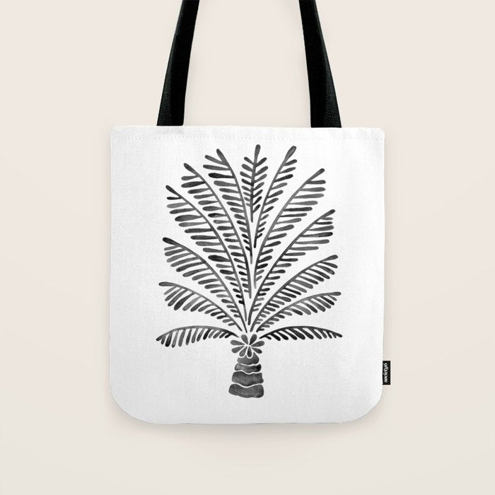 Palm Tree - Black Tote Bag Gallery Image 1
