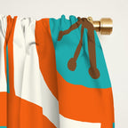 Mid Century Modern Atomic Drops Retro Pattern Turquoise Orange Brown Cream Window Curtain Gallery Image 2