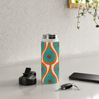 Mid Century Modern Atomic Drops Retro Pattern Turquoise Orange Brown Cream Water Bottle Gallery Image 4