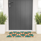 Mid Century Modern Atomic Drops Retro Pattern Turquoise Orange Brown Cream Welcome Mat Gallery Image 3