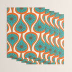 Mid Century Modern Atomic Drops Retro Pattern Turquoise Orange Brown Cream Wrapping Paper Gallery Image 3