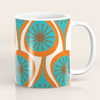 Mid Century Modern Atomic Drops Retro Pattern Turquoise Orange Brown Cream Coffee Mug Gallery Image 1
