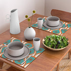 Mid Century Modern Atomic Drops Retro Pattern Turquoise Orange Brown Cream Placemat Gallery Image 2