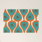 Mid Century Modern Atomic Drops Retro Pattern Turquoise Orange Brown Cream Welcome Mat Gallery Image 1