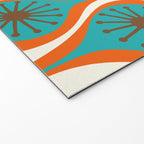 Mid Century Modern Atomic Drops Retro Pattern Turquoise Orange Brown Cream Welcome Mat Gallery Image 2