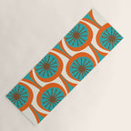 Mid Century Modern Atomic Drops Retro Pattern Turquoise Orange Brown Cream Yoga Mat Gallery Image 1