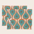 Mid Century Modern Atomic Drops Retro Pattern Turquoise Orange Brown Cream Placemat Gallery Image 1
