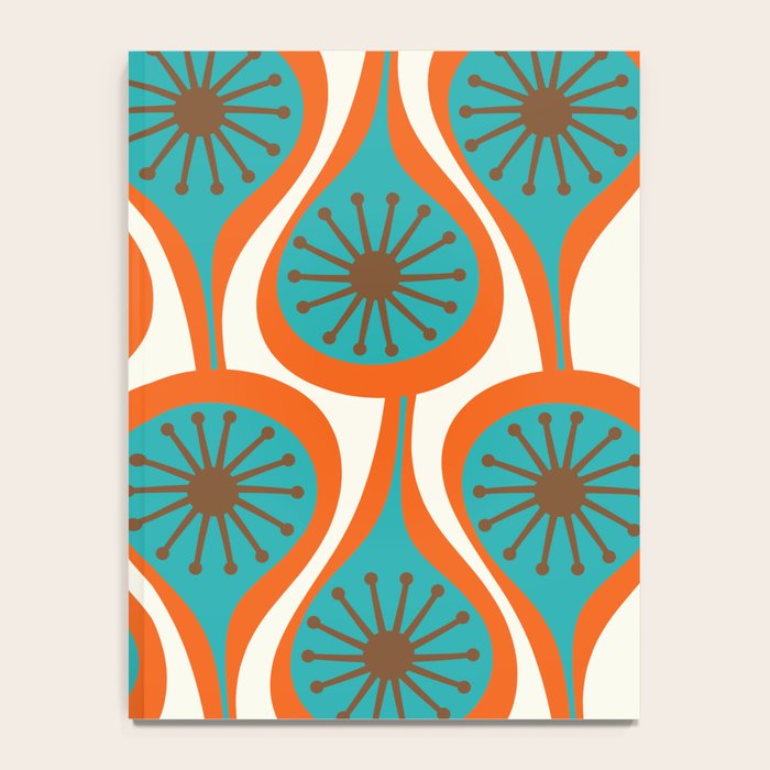 Mid Century Modern Atomic Drops Retro Pattern Turquoise Orange Brown Cream Notebook Gallery Image 4