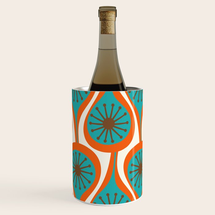 Mid Century Modern Atomic Drops Retro Pattern Turquoise Orange Brown Cream Wine Chiller Gallery Image 3