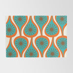 Mid Century Modern Atomic Drops Retro Pattern Turquoise Orange Brown Cream Rug Gallery Image 2
