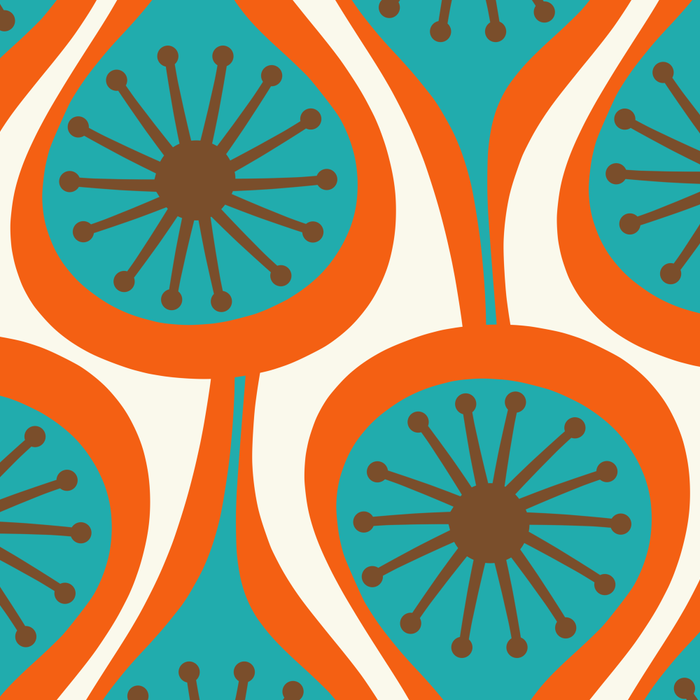 Mid Century Modern Atomic Drops Retro Pattern Turquoise Orange Brown Cream Coffee Mug Gallery Image 2