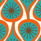 Mid Century Modern Atomic Drops Retro Pattern Turquoise Orange Brown Cream Coffee Mug Gallery Image 2