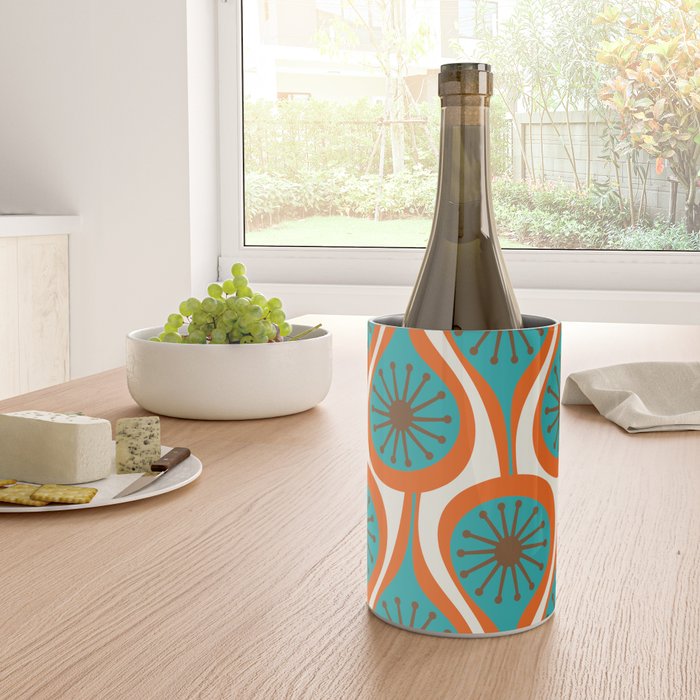 Mid Century Modern Atomic Drops Retro Pattern Turquoise Orange Brown Cream Wine Chiller Gallery Image 4