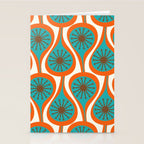 Mid Century Modern Atomic Drops Retro Pattern Turquoise Orange Brown Cream Stationery Card Gallery Image 2
