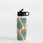 Mid Century Modern Atomic Drops Retro Pattern Turquoise Orange Brown Cream Water Bottle Gallery Image 1