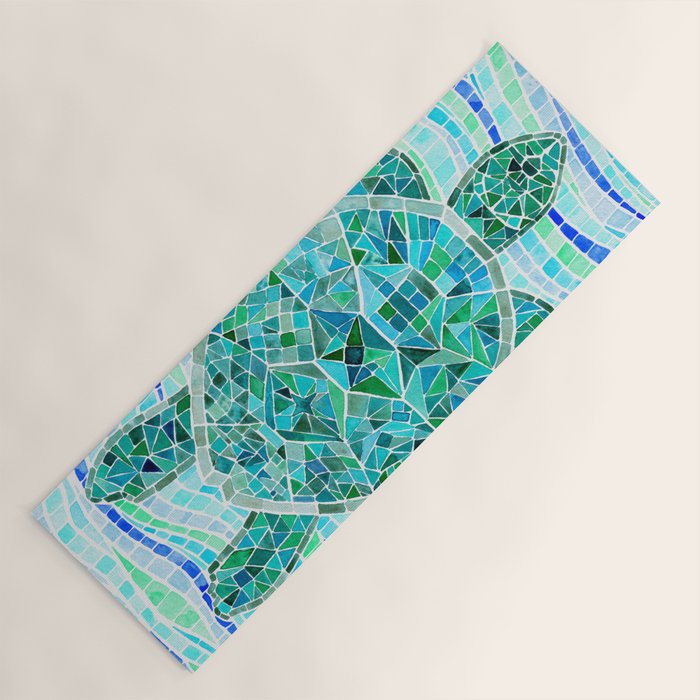 Mosaic Watercolor Sea Turtle Yoga Mat Gallery Image 1