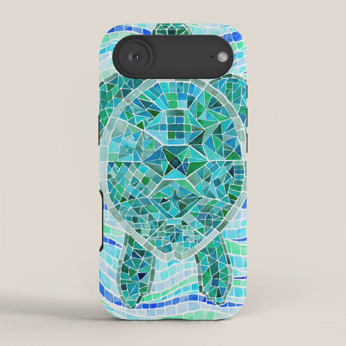 Mosaic Watercolor Sea Turtle iPhone Case Gallery Image 2