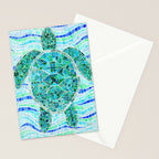 Mosaic Watercolor Sea Turtle Stationery Card Gallery Image 2