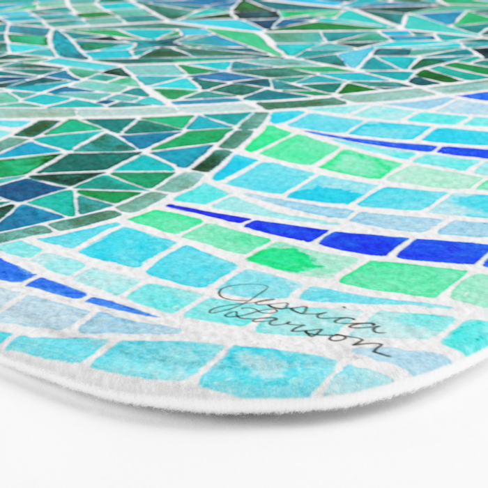 Mosaic Watercolor Sea Turtle Bath Mat Gallery Image 3