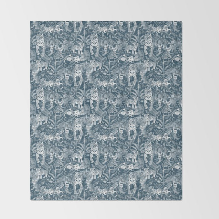 Family of Tigers (Monochrome)  Throw Blanket Gallery Image 2