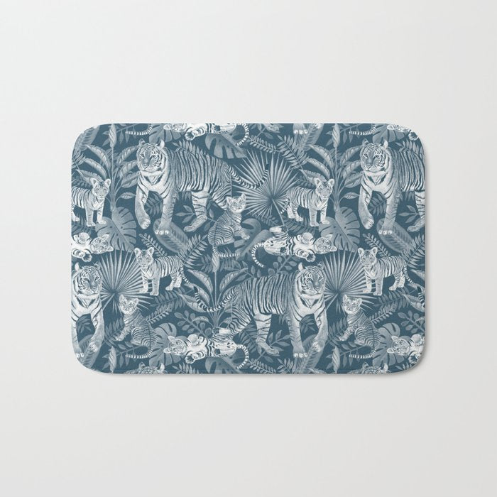 Family of Tigers (Monochrome)  Bath Mat Gallery Image 1