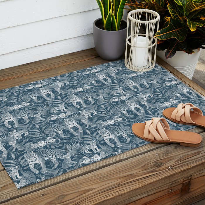 Family of Tigers (Monochrome)  Outdoor Rug Gallery Image 2