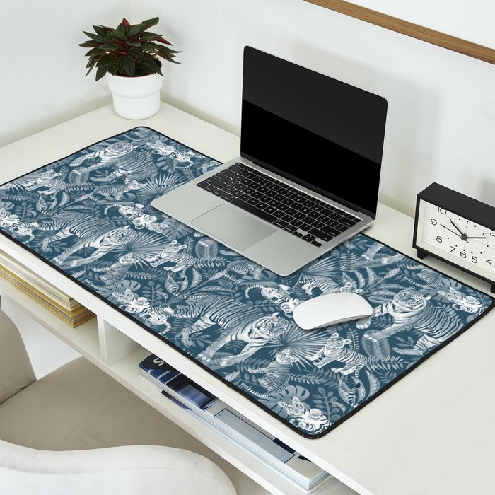 Family of Tigers (Monochrome)  Desk Mat Gallery Image 2