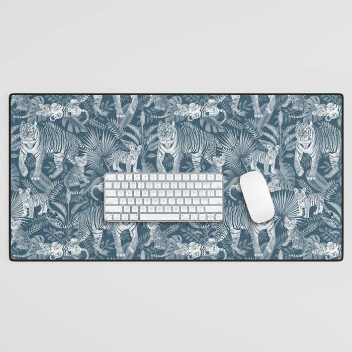 Family of Tigers (Monochrome)  Desk Mat Gallery Image 1