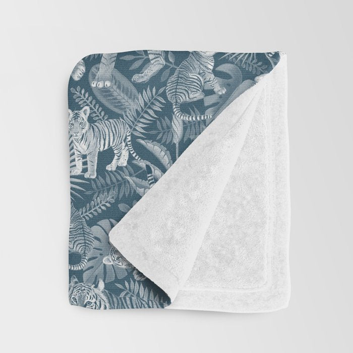 Family of Tigers (Monochrome)  Throw Blanket Gallery Image 3