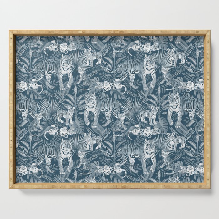 Family of Tigers (Monochrome)  Serving Tray Gallery Image 1