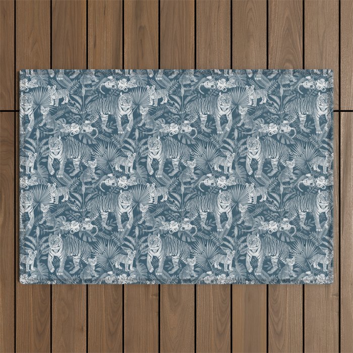 Family of Tigers (Monochrome)  Outdoor Rug Gallery Image 1