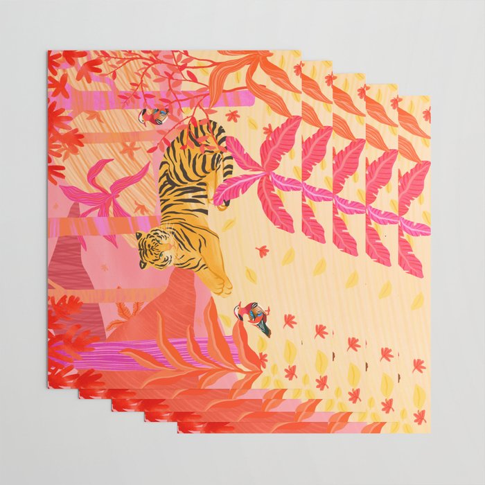Tiger and Mandarin Ducks Wrapping Paper Gallery Image 3