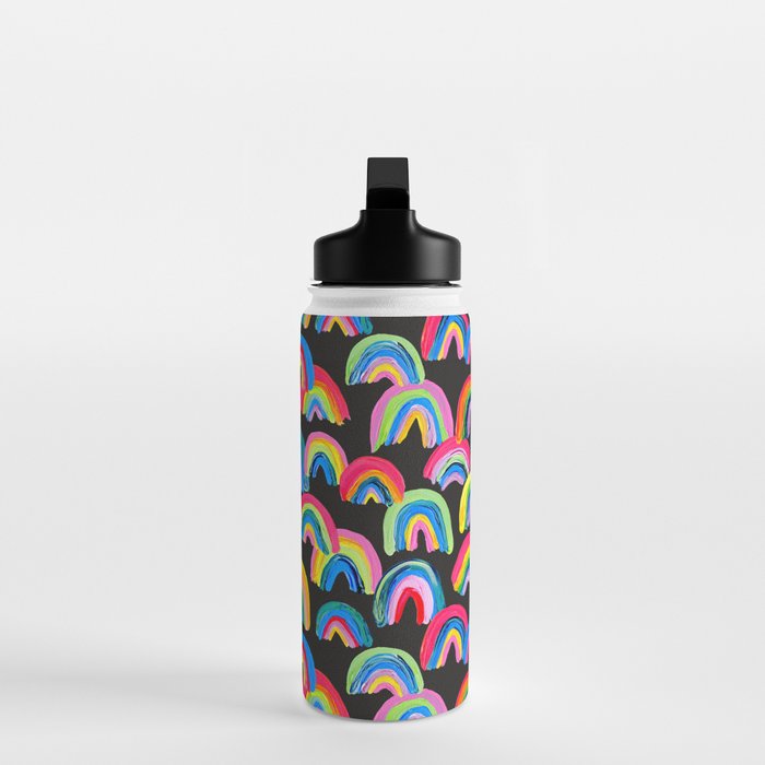 Abstract Rainbow Arcs â Charcoal Water Bottle Gallery Image 3