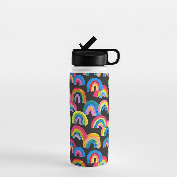 Abstract Rainbow Arcs â Charcoal Water Bottle Gallery Image 1