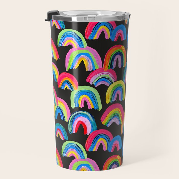Abstract Rainbow Arcs â Charcoal Travel Mug Gallery Image 3