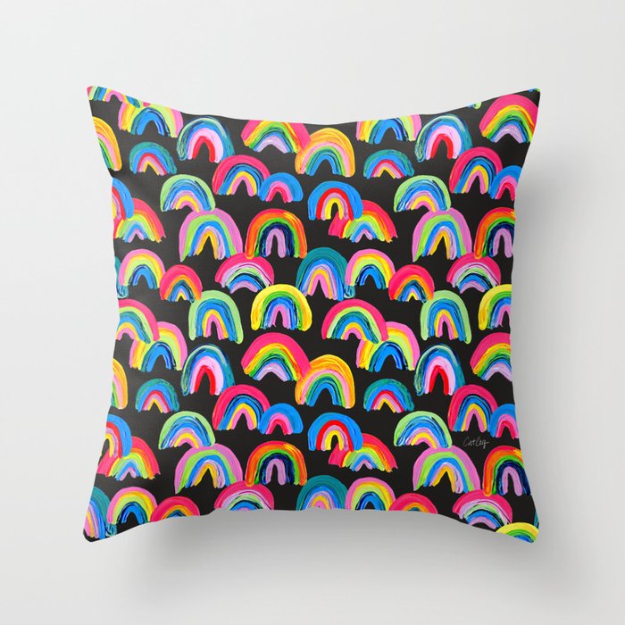 Abstract Rainbow Arcs â Charcoal Throw Pillow Gallery Image 6