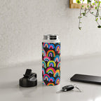 Abstract Rainbow Arcs â Charcoal Water Bottle Gallery Image 4