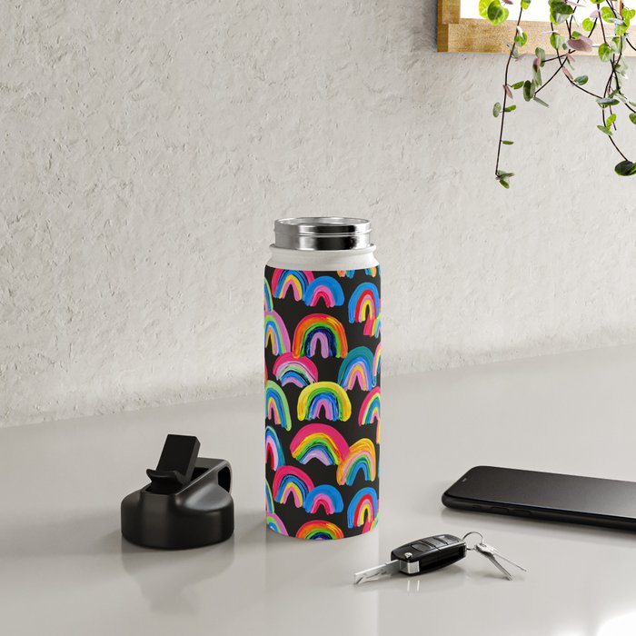 Abstract Rainbow Arcs â Charcoal Water Bottle Gallery Image 4