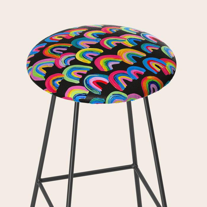 Abstract Rainbow Arcs â Charcoal Stool Gallery Image 2