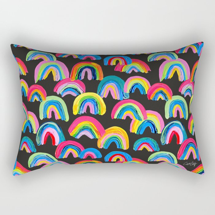Abstract Rainbow Arcs â Charcoal Rectangular Pillow Gallery Image 1