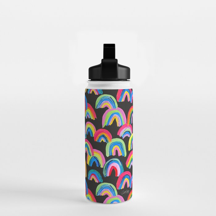 Abstract Rainbow Arcs â Charcoal Water Bottle Gallery Image 2