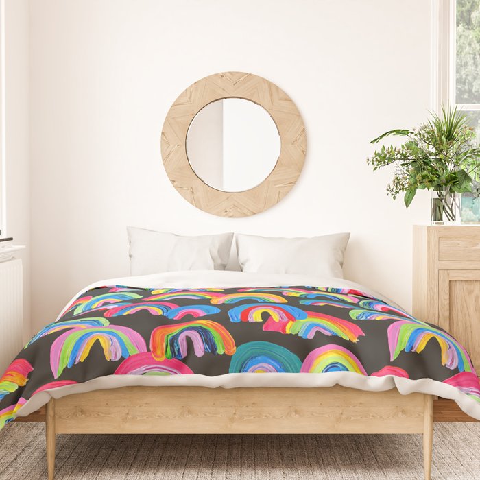 Abstract Rainbow Arcs â Charcoal Duvet Cover Gallery Image 3