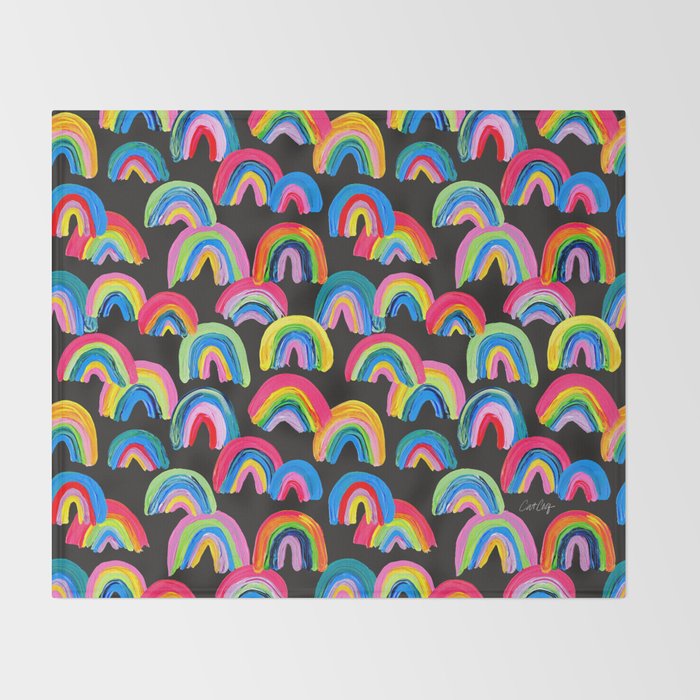Abstract Rainbow Arcs â Charcoal Throw Blanket Gallery Image 2