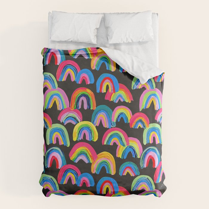 Abstract Rainbow Arcs â Charcoal Duvet Cover Gallery Image 6