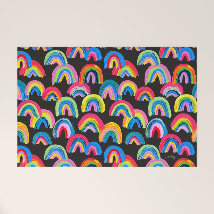 Abstract Rainbow Arcs â Charcoal Welcome Mat Gallery Image 1