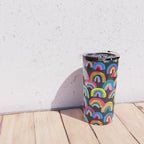 Abstract Rainbow Arcs â Charcoal Travel Mug Gallery Image 4