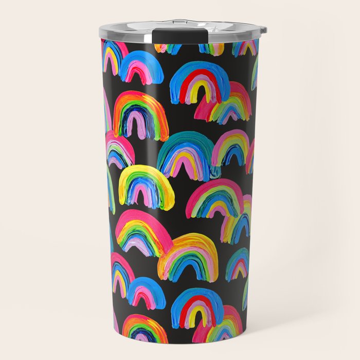 Abstract Rainbow Arcs â Charcoal Travel Mug Gallery Image 1