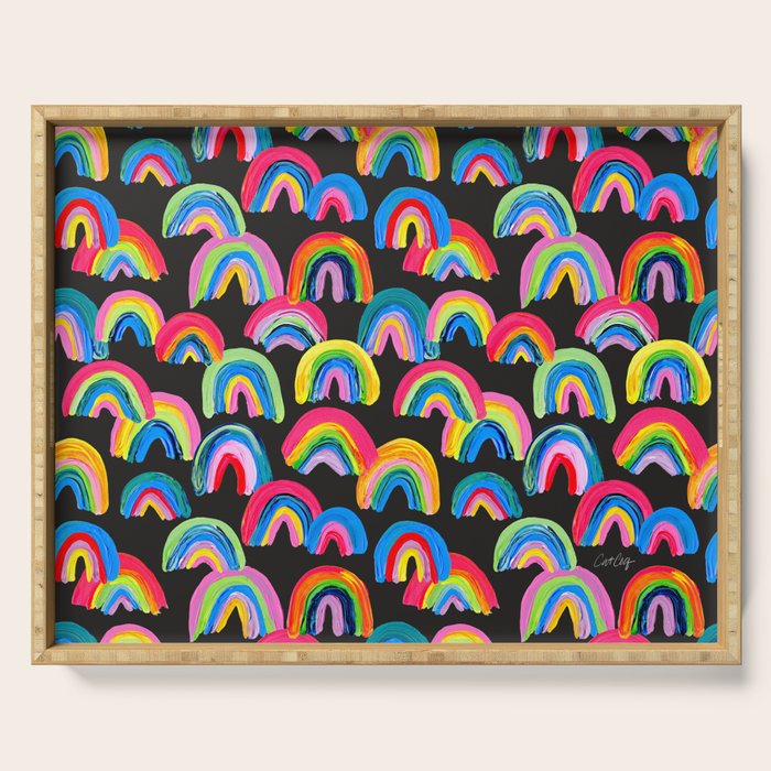 Abstract Rainbow Arcs â Charcoal Serving Tray Gallery Image 1